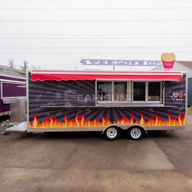 Bbq-voedselaanhangwagen - 5,5 m