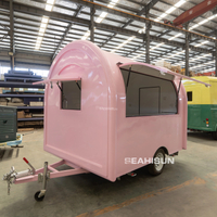 2,8 m Pink Ice Cream Bbq Drink Coffee Trailer Mobile Okrugla kolica za brzu hranu s opremom