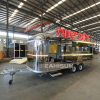 Skr&auml;ddarsytt mobilt gatuk&ouml;k Kaffe Snack Glass Hot Dog Rostfritt st&aring;l Resek&ouml;k Airstream Food Truck Trailer med utrustning till salu